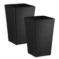 Handmade Poly Rattan Large Black Weave Planter & Insert Pot - 50cm (H) x 31cm (W) x 31cm (D) - Suitable for Indoor and Outdoor use - Set of 2
