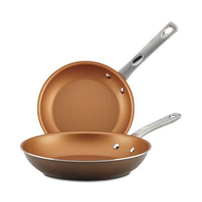 Ayesha Curry Home Collection 2-Pc. Porcelain Enamel Non-Stick Skillet Set - Brown Sugar