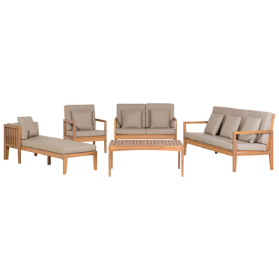 Gartenmöbel Set Hellbraun Grau zertifiziertes Akazienholz Textil 7-Sitzer Terrasse Outdoor Scandi Stil