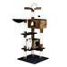 Black and Brown 61" Cat Tree Condo with Side Basket, 38.5 LBS