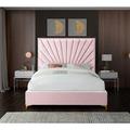 Mercer41 Manila Low Profile Platform Bed Upholstered/Velvet, Metal in Pink | 59.5 H x 65 W x 86.5 D in | Wayfair 6EBFA9C46BE74FD29941AA457F3F526A