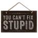 Winston Porter Can't Fix Stupid Decorative Wood Hanging Wall Décor in Brown/Gray | 5.75 H x 9.5 W x 0.5 D in | Wayfair