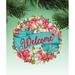 The Holiday Aisle® Welcome Wreath Wooden Tree Holiday Shaped Wood Ornament Wood in Brown/Pink | 5 H x 5 W x 0.25 D in | Wayfair