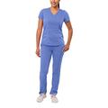 Adar Pro Core Classic Scrub Set for Women - Tailored V-Neck Scrub Top & Tailored Yoga Scrub Pants - P9100 - Ceil Blue - M