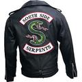 SuperSkySeller Riverdale Southside Serpents Jughead Leather Jacket for Men (XL-48, Real Leather) Black