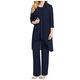 Women's Chiffon Pants Suits 3 PC Mother's Outfit Suits for Wedding Plus Size Evening Gowns Dress Suit Navy UK16