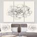 East Urban Home Farmhouse 'Pen & Ink Florals IV' Drawing Print Multi-Piece Image on Canvas Canvas, Wood in White | 28 H x 36 W x 1 D in | Wayfair