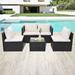 Ivy Bronx 5 Piece Sectional Sofa w/ Table Poly Rattan Synthetic Wicker/All - Weather Wicker/Wicker/Rattan | 23.6 H x 21.7 W x 23.6 D in | Outdoor Furniture | Wayfair