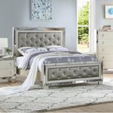 Willa Arlo™ Interiors Barret Tufted Low Profile Standard Bed Wood & /Upholstered/Faux leather in Brown/Gray | 58 H x 72 W x 87 D in | Wayfair