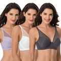 Curve Muse Women's Plus Size Minimizer Unlined Underwire Full Coverage Bra-3PK-LAVENDER,Gray,CREAM-48DD (EU:110E)