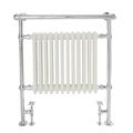 Milano Elizabeth - Traditional Chrome and White Heated Towel Rail Radiator with Cast Iron Style Insert and Overhanging Rail - 930mm x 790mm