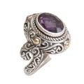 Peaceful Amethyst,'Handmade 925 Sterling Silver Gold Plated Amethyst Ring'