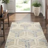 Blue/White 60 x 0.25 in Area Rug - Dash and Albert Rugs Tala Geometric Handmade Flatweave Ivory/Blue/Beige Area Rug /Jute & Sisal | Wayfair