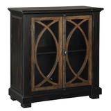 Canora Grey Darci Circle Lattice 2 Door Accent Cabinet Wood in Black/Brown/Red | 43 H x 40 W x 18 D in | Wayfair AEF70B68C9DC467387354C9AA11D8279