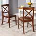 Gracie Oaks Mehaffey Solid Wood Cross Back Side Chair in Rich Mahogany Wood in Black/Brown | 35 H x 21 W x 17.75 D in | Wayfair