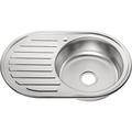 Mucola - 77cm évier en acier inoxydable bassin rond encastré + évier de cuisine étagère