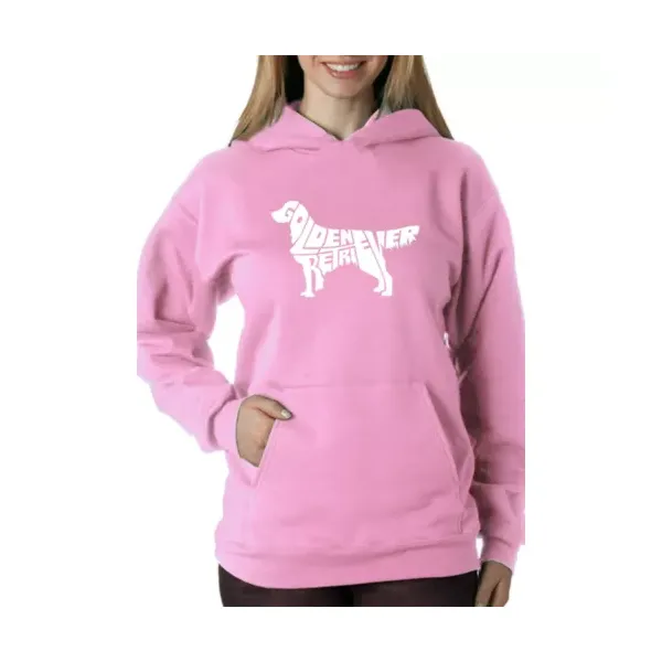 la-pop-art-womens-word-art-hooded-sweatshirt---golden-retreiver,-pink,-medium/