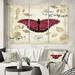 East Urban Home Premium 'Red Farmhouse Butterfly' Graphic Art Multi-Piece Image on Canvas Metal in Black | 32 H x 48 W x 1 D in | Wayfair