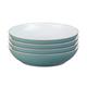Denby - Azure Blue Pasta Bowls Set of 4 - Dishwasher Microwave Safe Crockery 1050ml 22cm - Sea Blue, White Ceramic Stoneware Tableware - Chip & Crack Resistant
