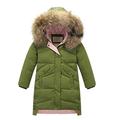 Ding-dong Kid Girl Winter Hooded Fur Down Parka Coat(Style 3 Green,5T)