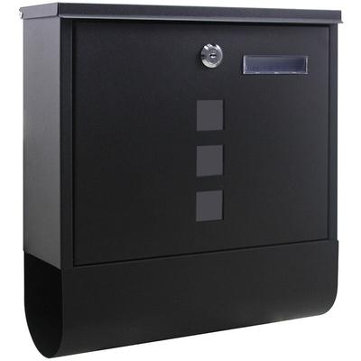 Wiltec - Briefkasten mit Zeitungsrolle, schwarz, 305 x 95 x 335 mm, Wandbriefkasten mit Image