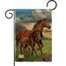 Breeze Decor Americana Horse Farm Animals Impressions 2-Sided Burlap 1'6.5" x 1'1" Garden Flag in Brown | 18.5 H x 13 W in | Wayfair