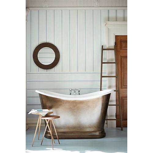 Little Greene 'Cavendish Stripe - Brush Blue' - Blue Wallpaper