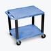 Tuffy Blue 2 Shelf AV Cart w/ Black Legs & Electric - Luxor WT26BUE-B