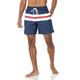 Amazon Essentials Herren Badehose, Schnell Trocknend, 18 cm, Marineblau Rot Weiß Streifen, M