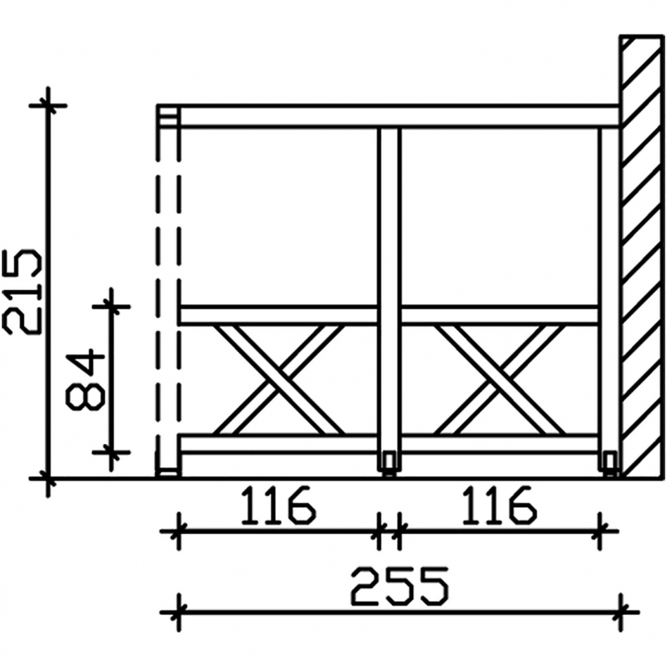 Skan Holz Seitenwand Andreaskreuze Leimholz Wandanbau Weiß, 255x210 cm Image