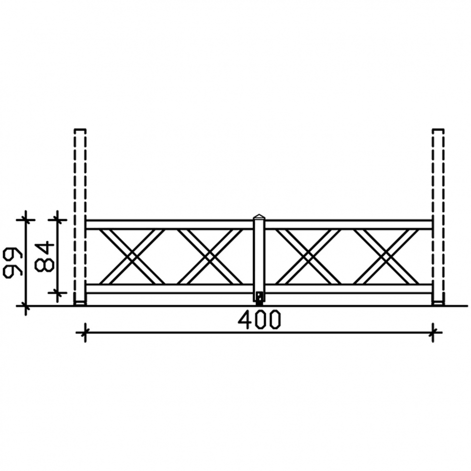Skan Holz Brüstung Andreaskreuz, für 4-Eck Pavillons und Terrassenüberdachungen, Weiß, 400 cm Image