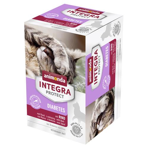 Sparpaket: 24x100g Animonda Integra Protect Adult Diabetes Schale mit Rind Katzenfutter nass