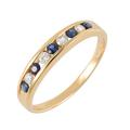 Ivy Gems 9ct Yellow Gold Blue Sapphire & Diamond Channel Set Ladies Half Eternity Ring - Size M