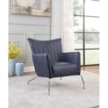 Armchair - Brayden Studio® Grise 27.95" Wide Armchair Faux Leather/Fabric in Blue/Gray | 33.86 H x 27.95 W x 30.51 D in | Wayfair