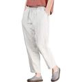 FTCayanz Women's Linen Cropped Trousers Tapered Ankle Harem Pants Beige XXL