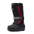 Sorel KIDS FLURRY Waterproof Unisex Kids Snow Boots, Black (Black x Bright Red) - Youth, 13 UK