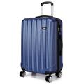 Kono Medium 24” Suitcase Light Weight ABS Hard Shell Travel Trolley Case 4 Spinner Wheels Classical Luggage (24", Navy)