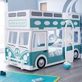 Wooden Kids Theme Bunk, Happy Beds Campervan Bunk Bed - 3ft Single (90 x 190 cm) with 2 Memory Foam Mattresses Included