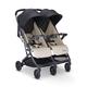 Joovy Kooper X2 Doppelter Kinderwagen, leichter Kinderwagen, kompakt zusammenklappbar mit Ablagen, Beige