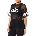 Alo Yoga Women's Yoga Jersey Short Sleeve Top Shirt, Black/Alo Crackle/White, Medium