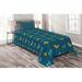 East Urban Home /Teal Microfiber Farmhouse/Country Coverlet/Bedspread Set Microfiber in Blue/Yellow | Twin Bedspread + 1 Sham | Wayfair