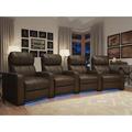 Red Barrel Studio® 147" Wide Home Theater Seating w/ Cup Holder Microfiber/Microsuede in Brown | 44 H x 147 W x 44 D in | Wayfair