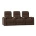 Latitude Run® 98" Wide Home Theater Row Seating w/ Cup Holder Microfiber/Microsuede in Brown | 44 H x 98 W x 40 D in | Wayfair