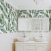 Bay Isle Home™ Marshall Bird Animal Removable Peel & Stick Wallpaper Panel Fabric in Green/White | 24 W in | Wayfair