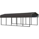 Arrow Steel Carport, 10 ft. x 24 ft. x 7 ft. Galvanized Black/Charcoal Metal | 84 H x 120 W x 288 D in | Wayfair CPHC102407