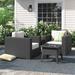 Sol 72 Outdoor™ Convene 3 Piece Set Outdoor Patio w/ Fire Pit Synthetic Wicker/All - Weather Wicker/Wicker/Rattan in White | Wayfair