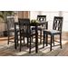 Baxton Studio Darcie Modern Grey Fabric Espresso Brown Finished 5-PC Wood Pub Set - RH324P-Grey/Dark Brown-5PC Pub Set