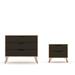 Rockefeller Mic Century- Modern Dresser and Nightstand with Drawers- Set of 2 in Nature and Textured Grey - Manhattan Comfort 104GMC7