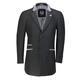 Mens Retro 3/4 Long Black Grey Overcoat Jacket Wool Blend Smart Formal Tailored Fit Top Coat[BLAKE,42,Black]