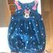 Disney One Pieces | Disney Baby Minnie Mouse Denim Romper | Color: Blue/Red | Size: 0-3mb